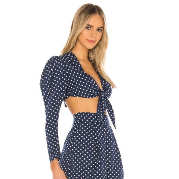 WeWoreWhat Bisou Polka Dot Crop Top E-0143a - Picture 1 of 9
